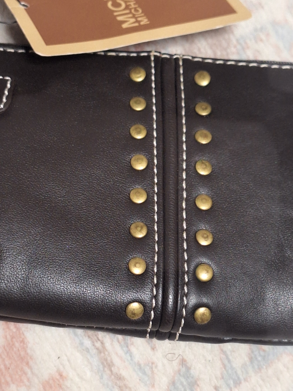 Michael Kors Black Leather Studded Wristlet - Picture 2 of 7